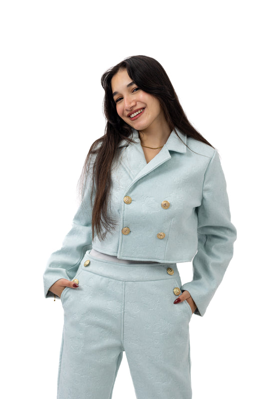 Imported Printed Wool Suit – Mint