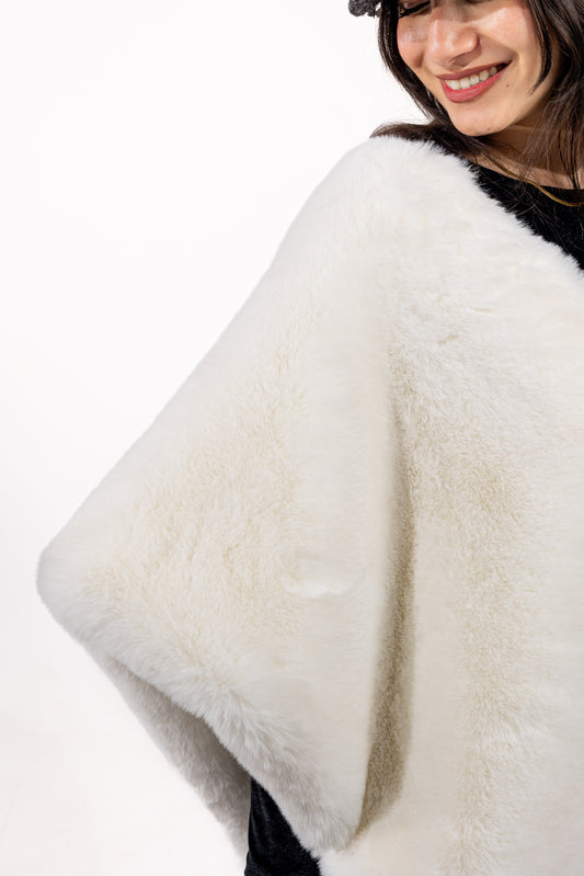 Faux Mink Fur Shawl - OffWhite