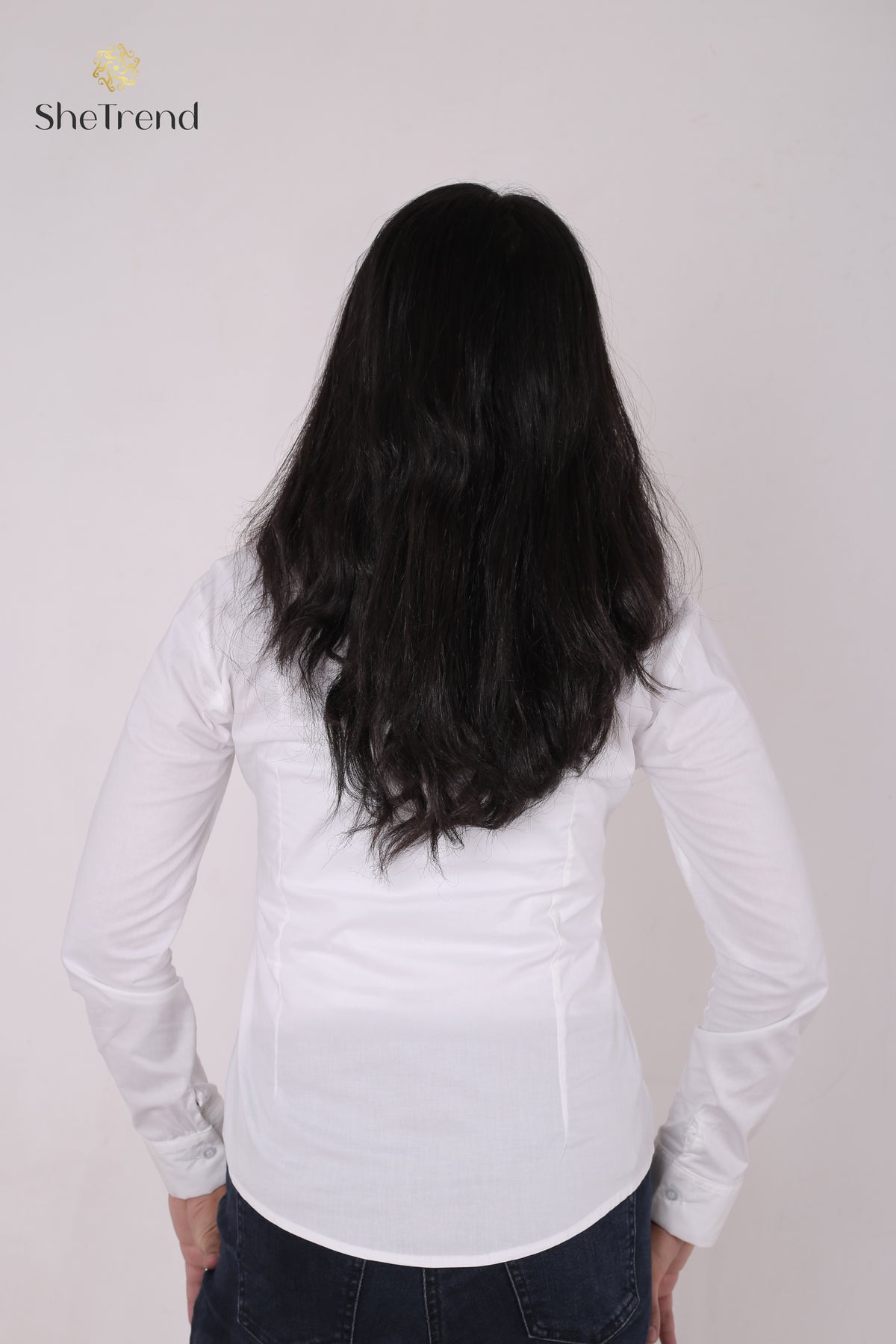 White Cotton Long-Sleeve chemise