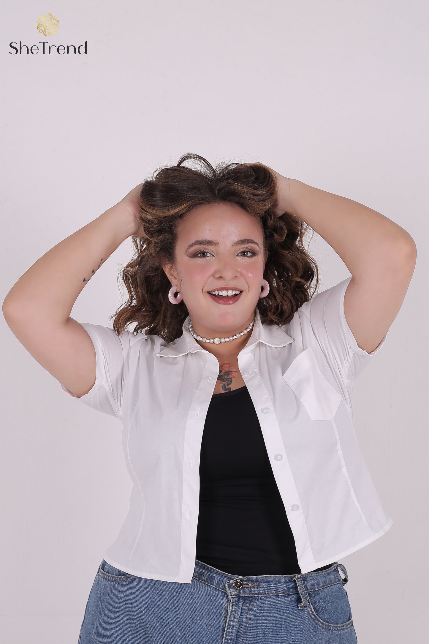 White Cotton Short-Sleeve Chemise