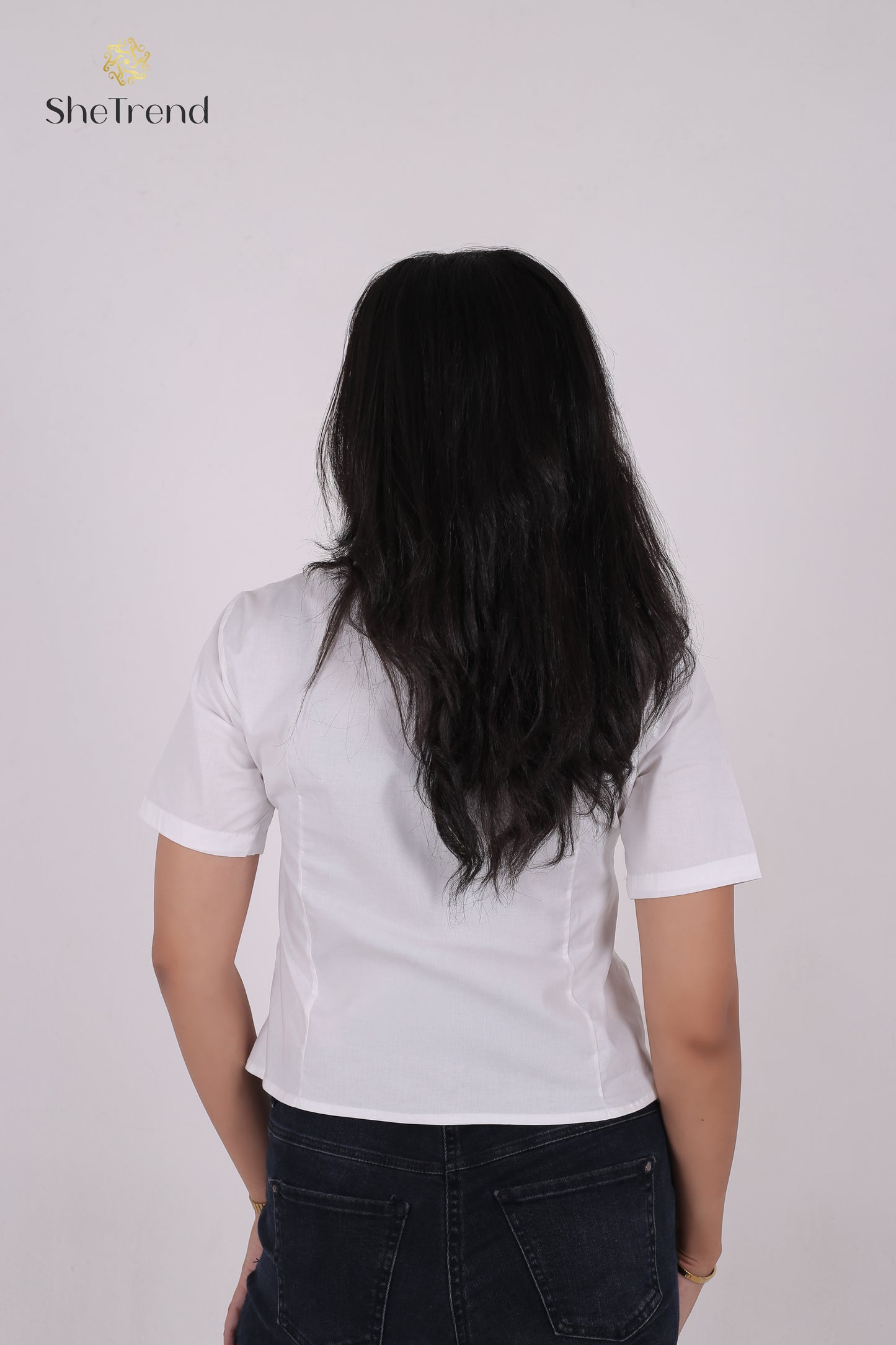 White Cotton Short-Sleeve Chemise