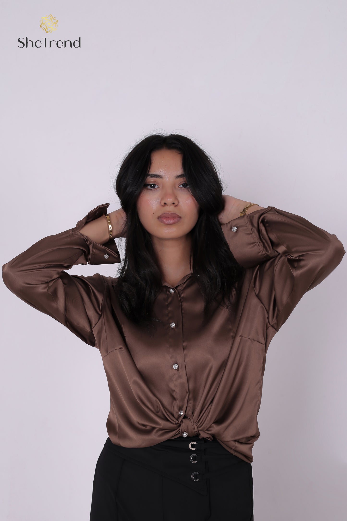 Imported Chocolate Brown Satin Silk Chemise
