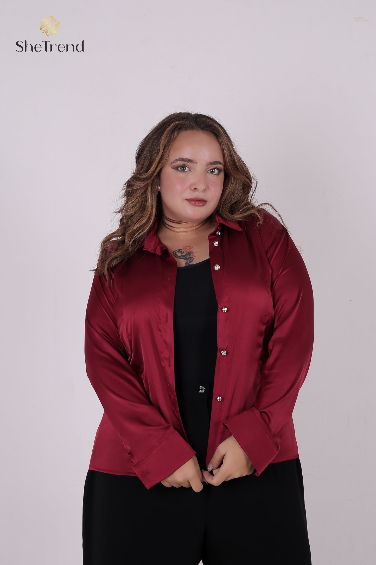 Imported Burgundy Satin Silk Chemise