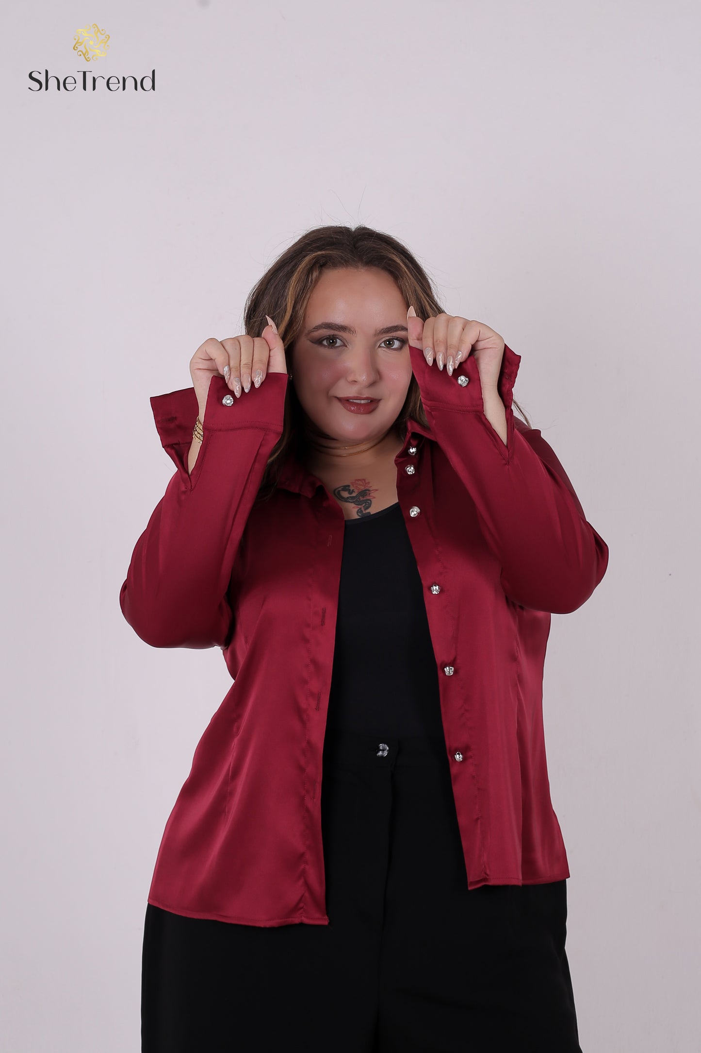 Imported Burgundy Satin Silk Chemise