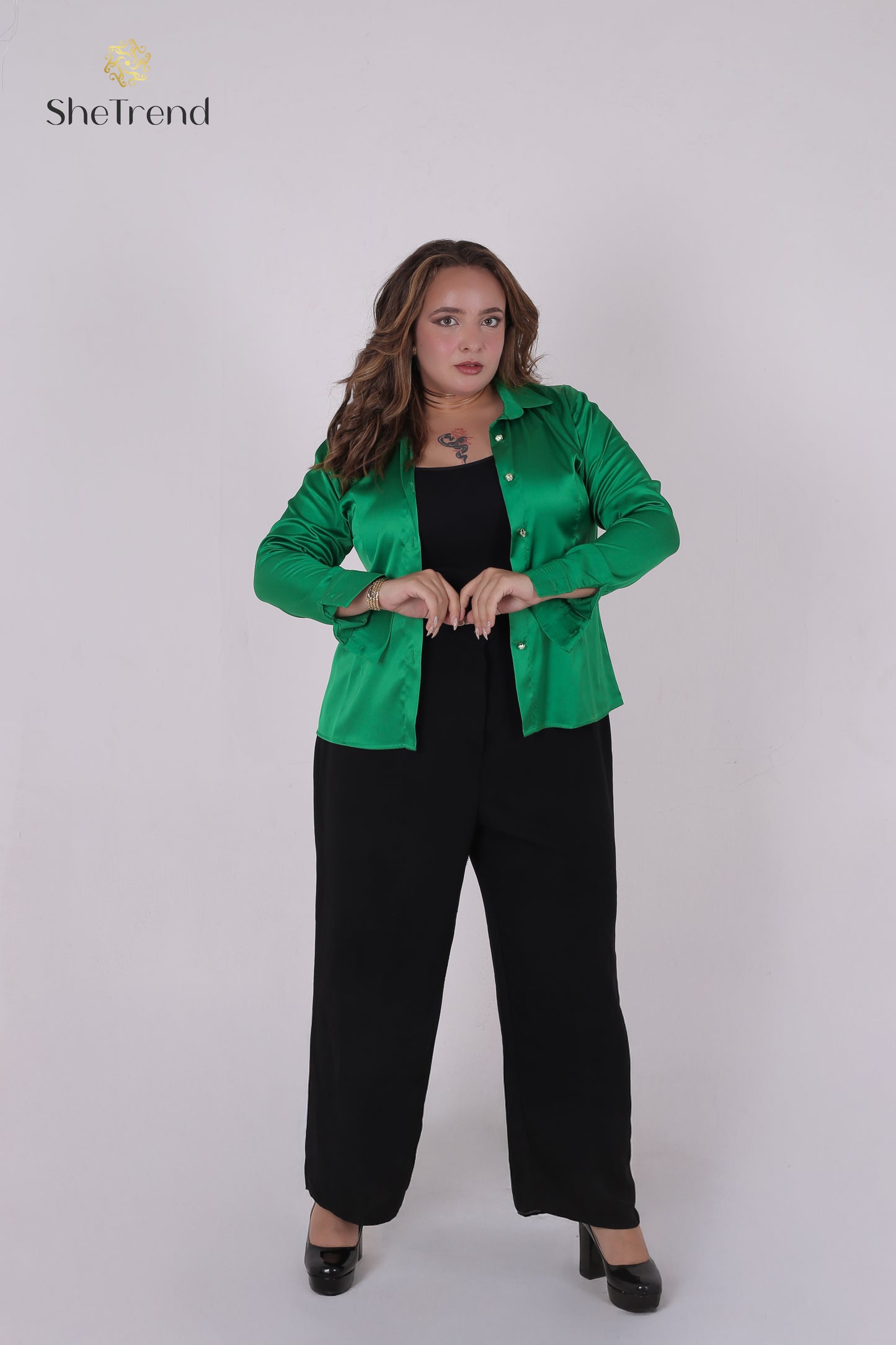 Imported Rotana Green Satin Silk Chemise