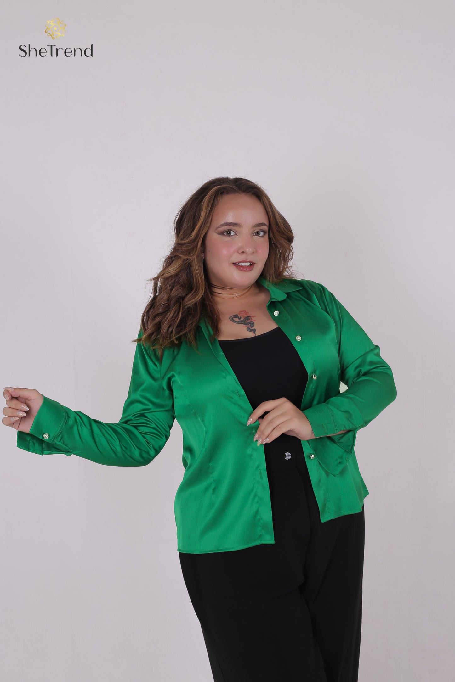 Imported Rotana Green Satin Silk Chemise