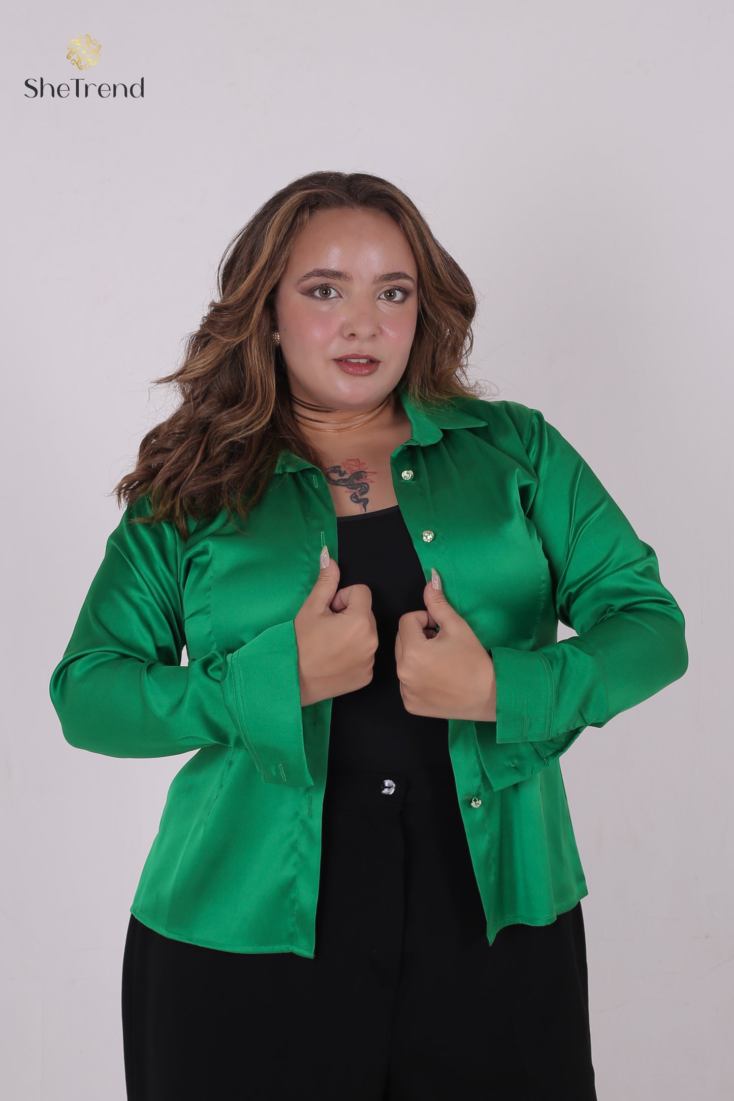 Imported Rotana Green Satin Silk Chemise