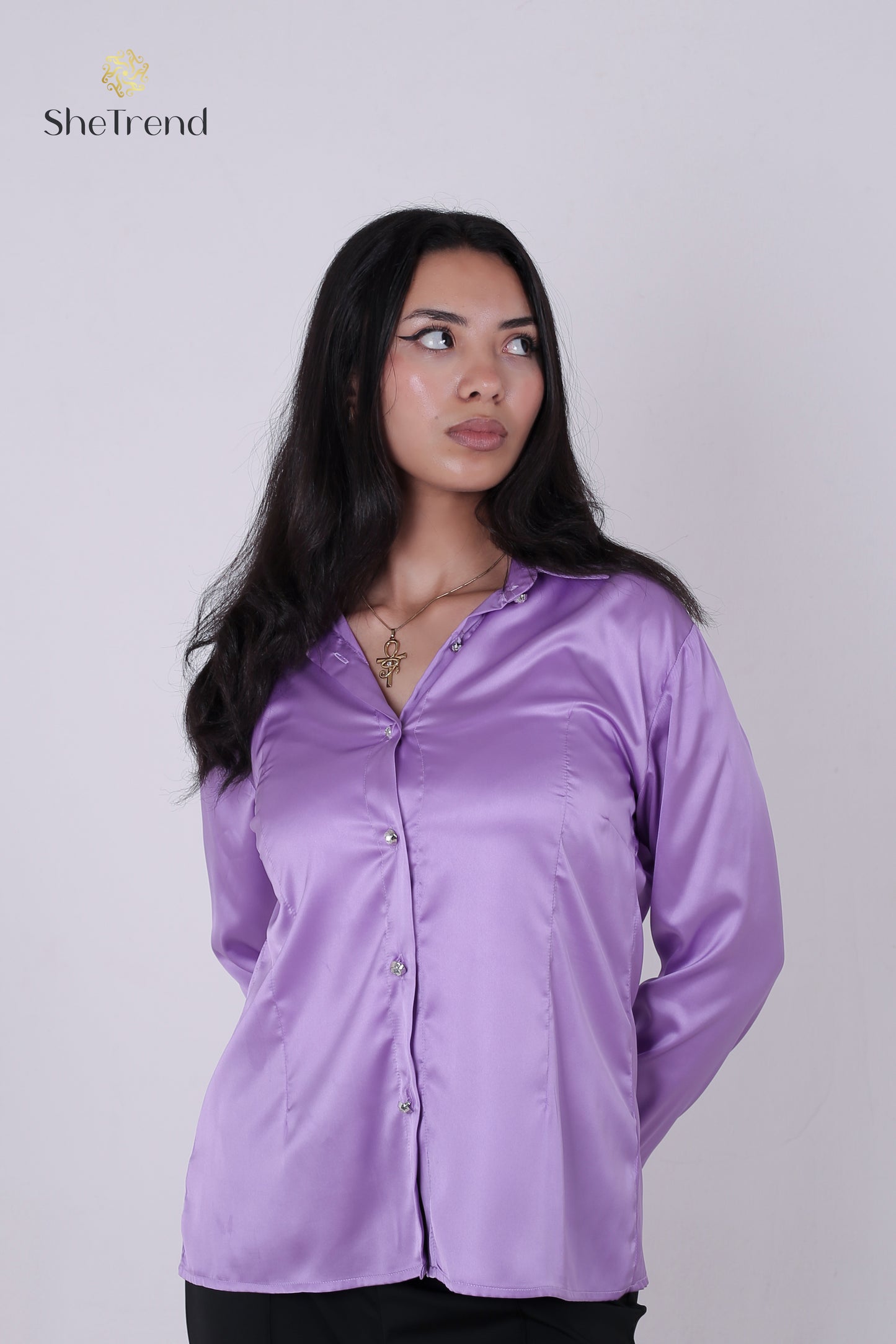 Imported Purple Satin Silk Chemise