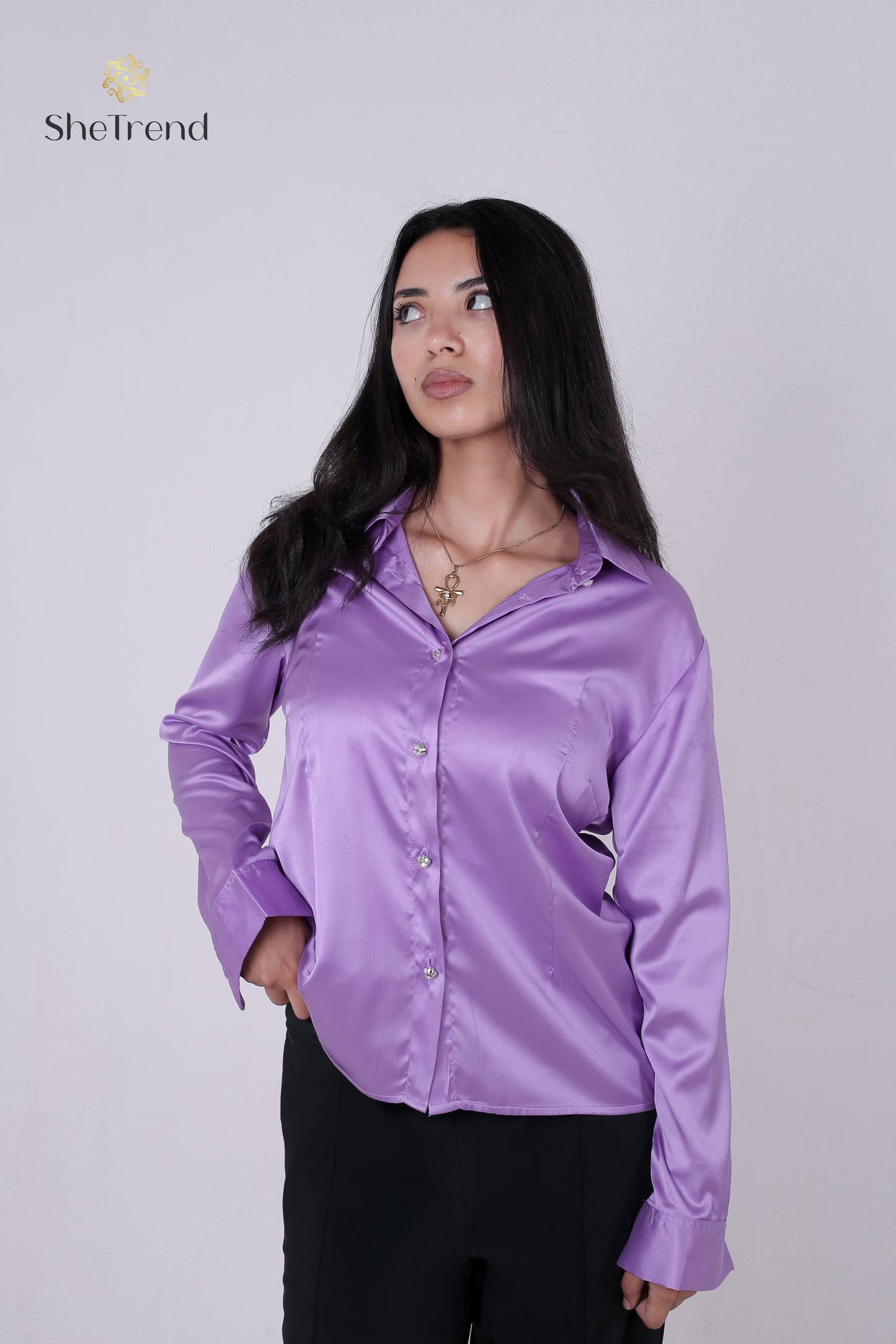 Imported Purple Satin Silk Chemise