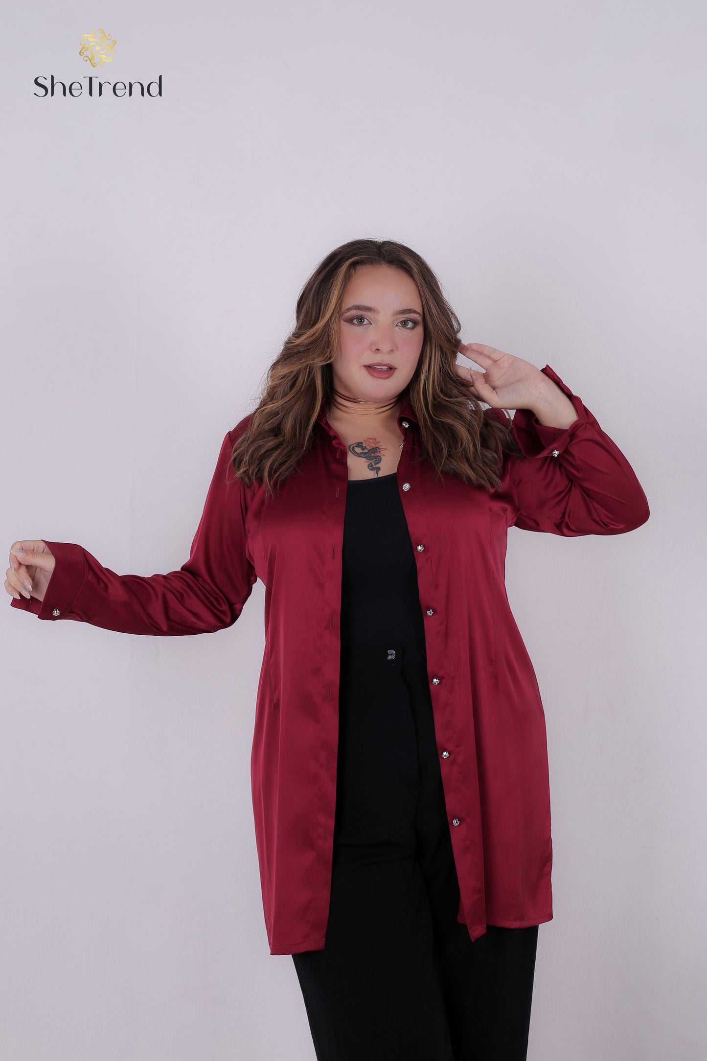 Imported Burgundy Long Satin Silk Chemise