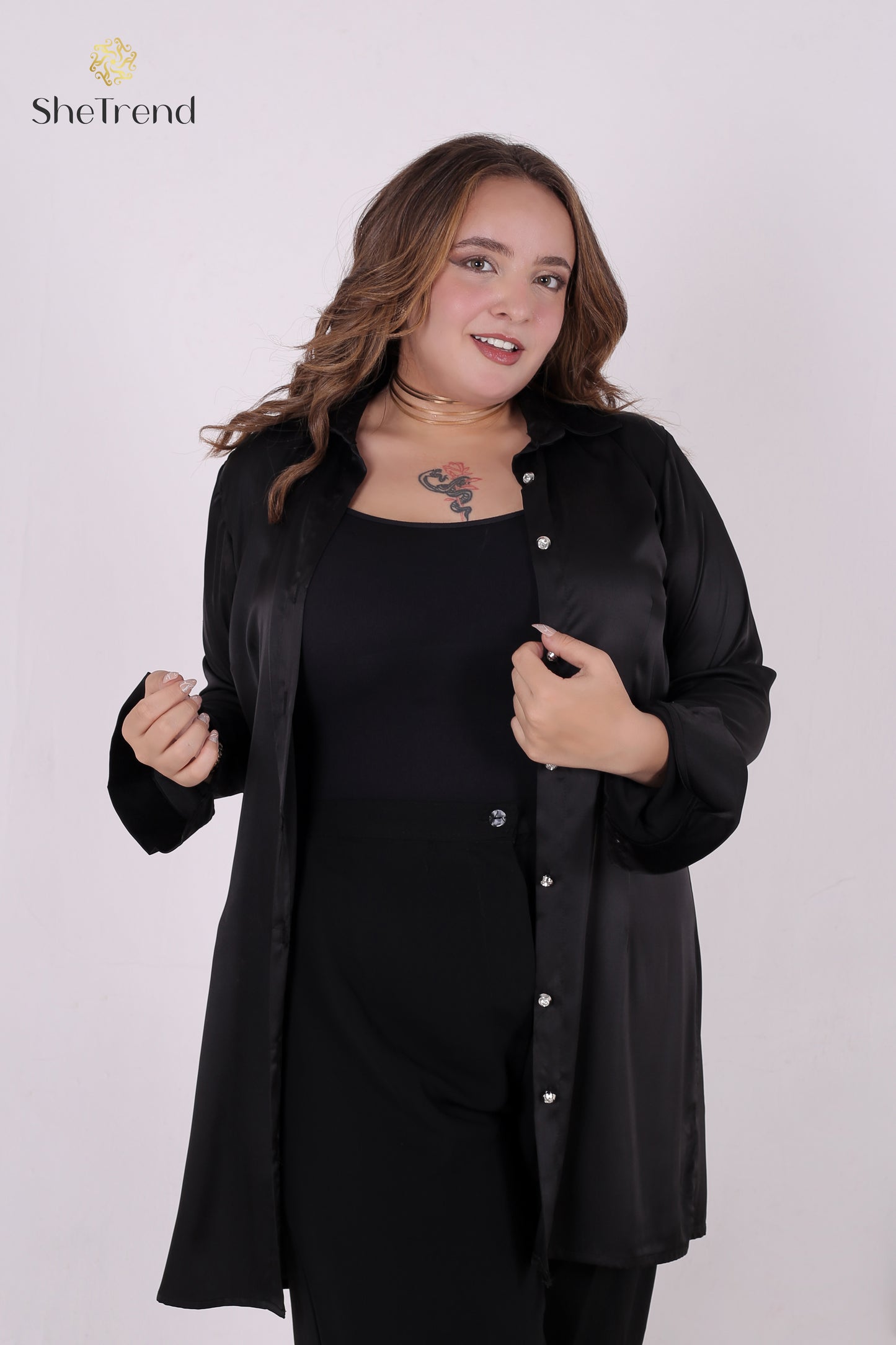 Imported Black Long Satin Silk Chemise