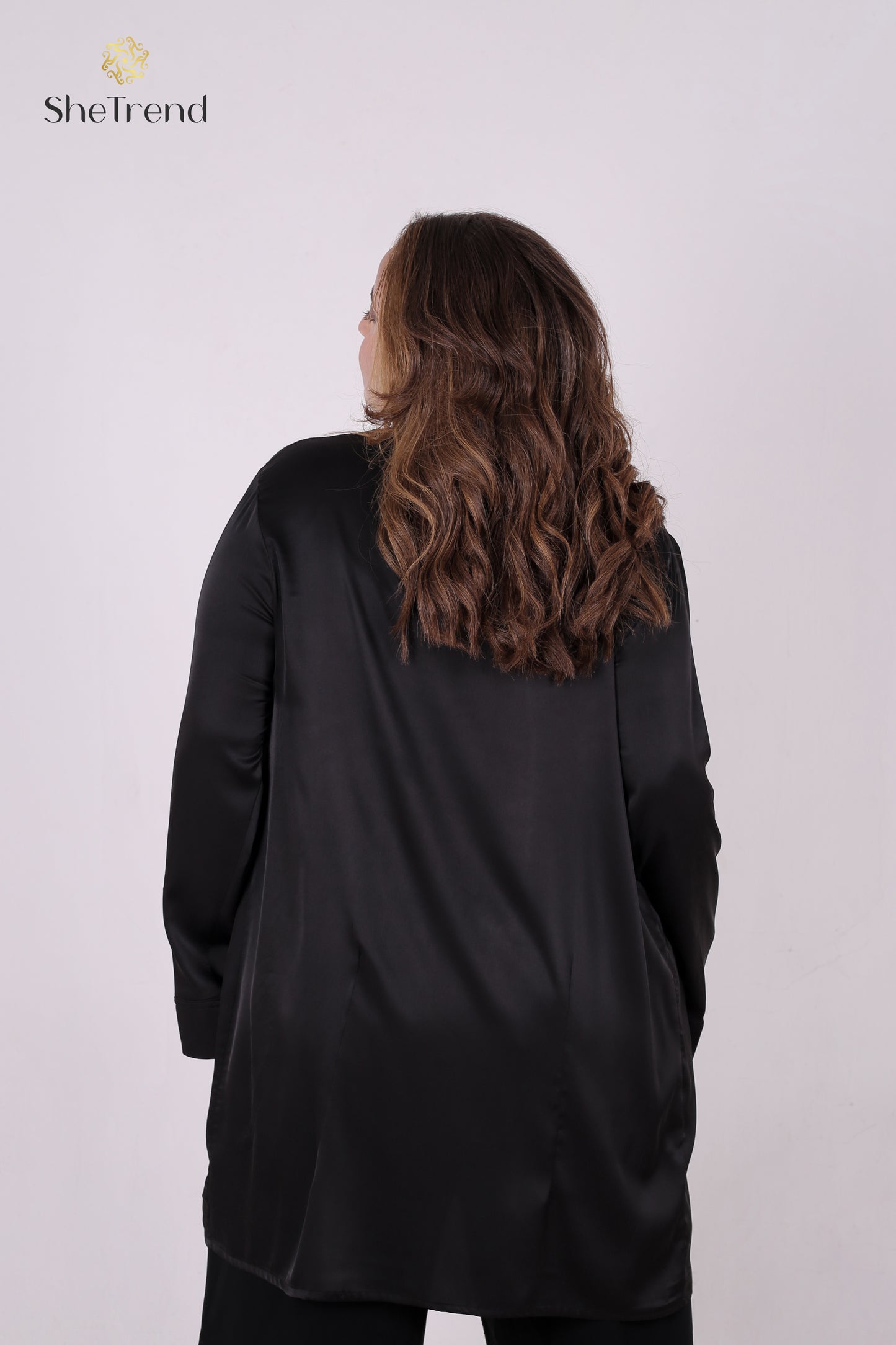 Imported Black Long Satin Silk Chemise