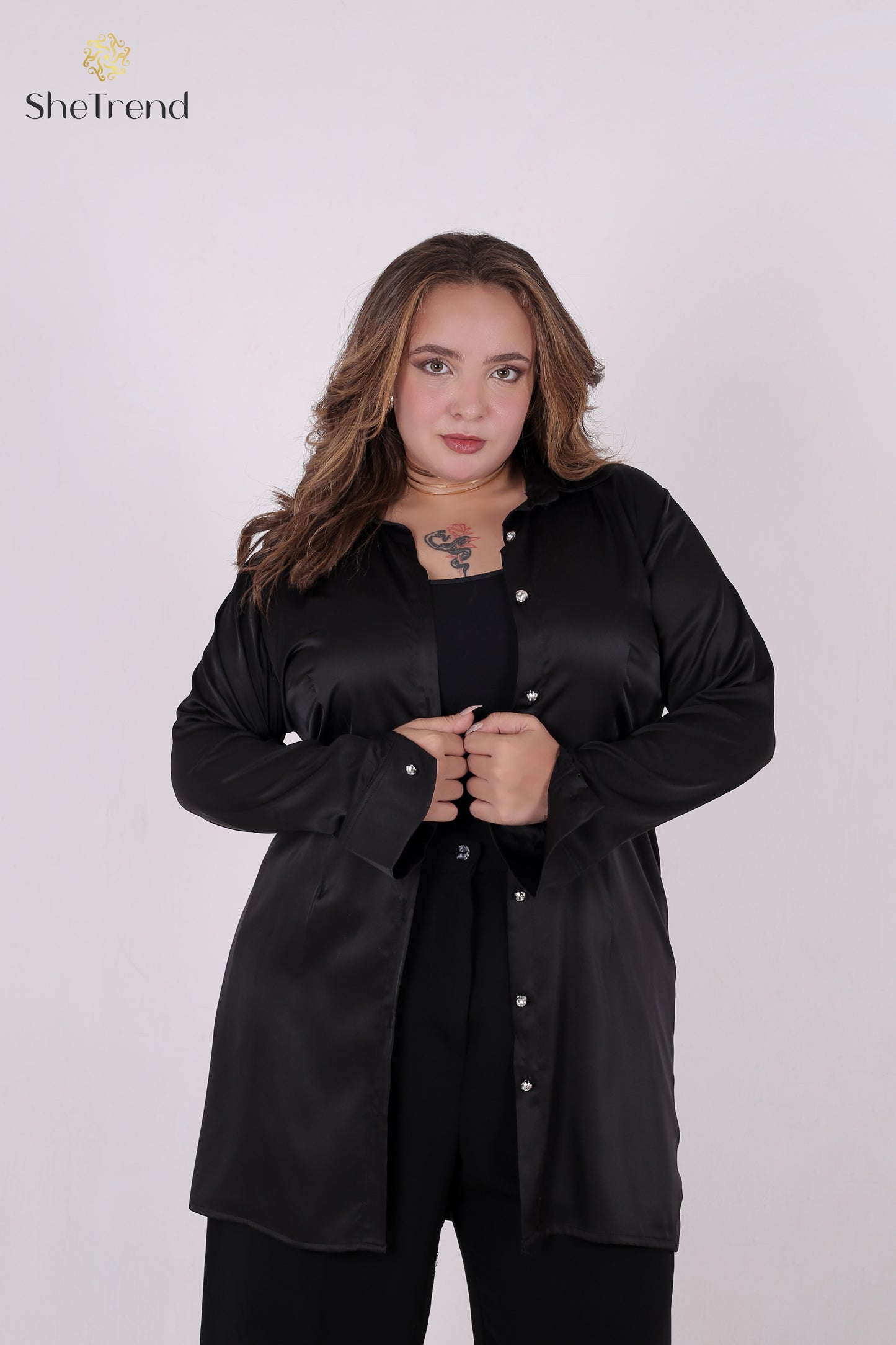 Imported Black Long Satin Silk Chemise