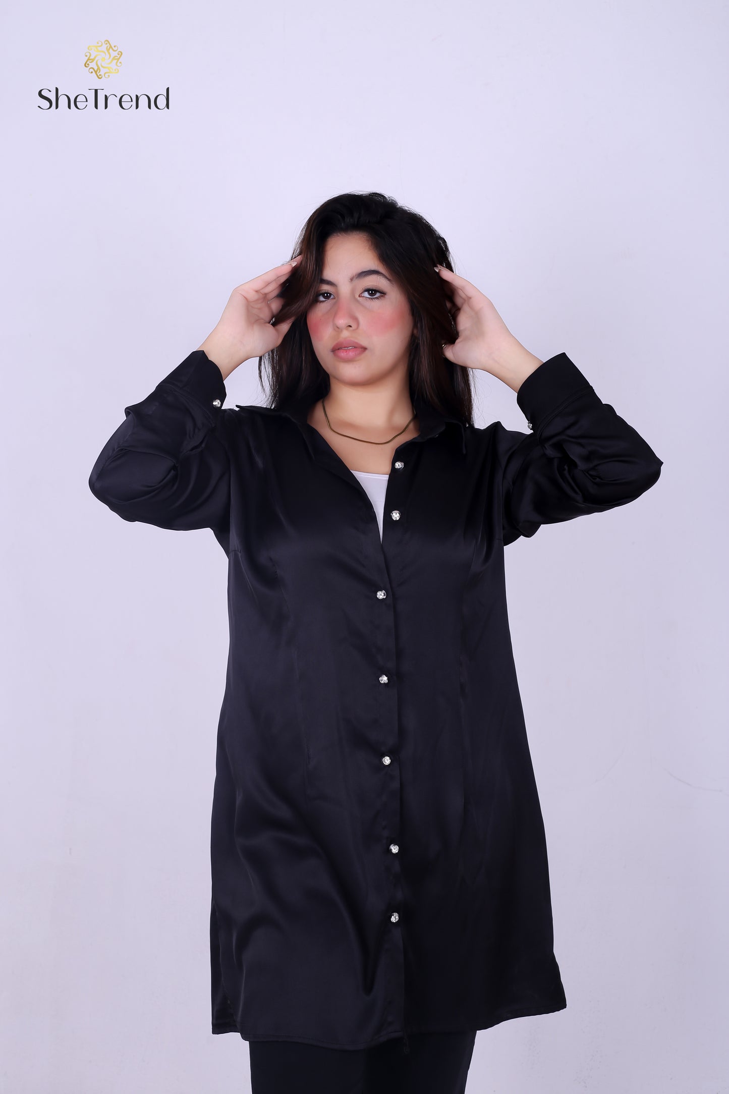 Imported Black Long Satin Silk Chemise