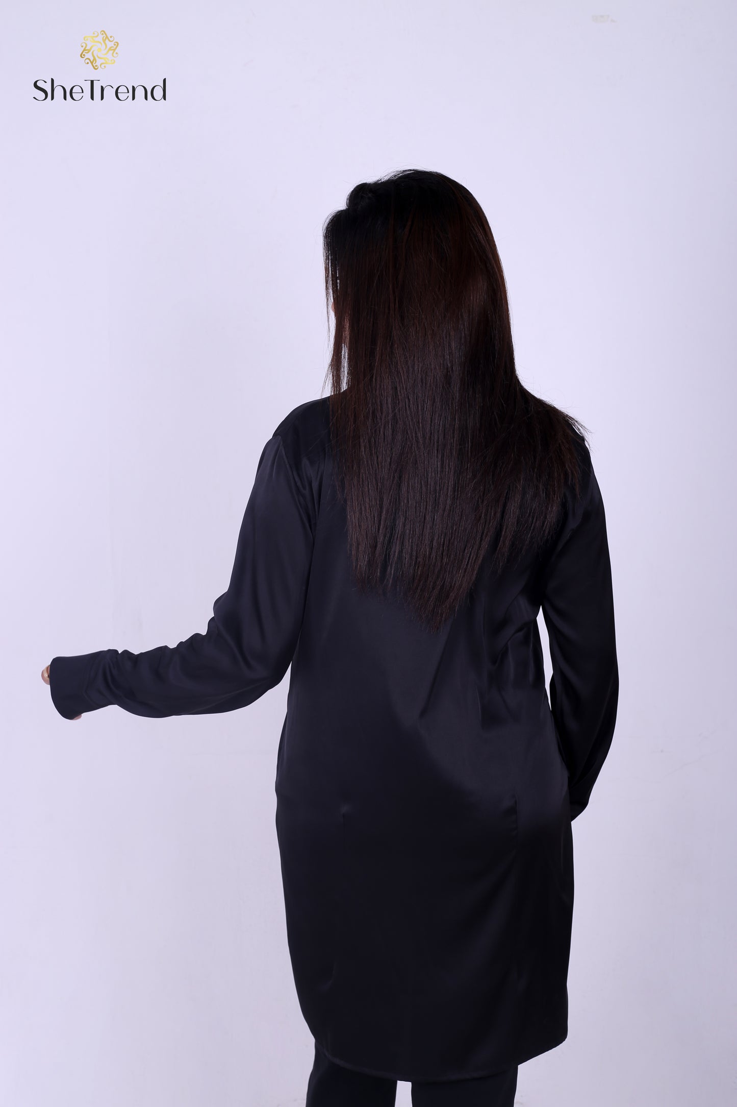 Imported Black Long Satin Silk Chemise