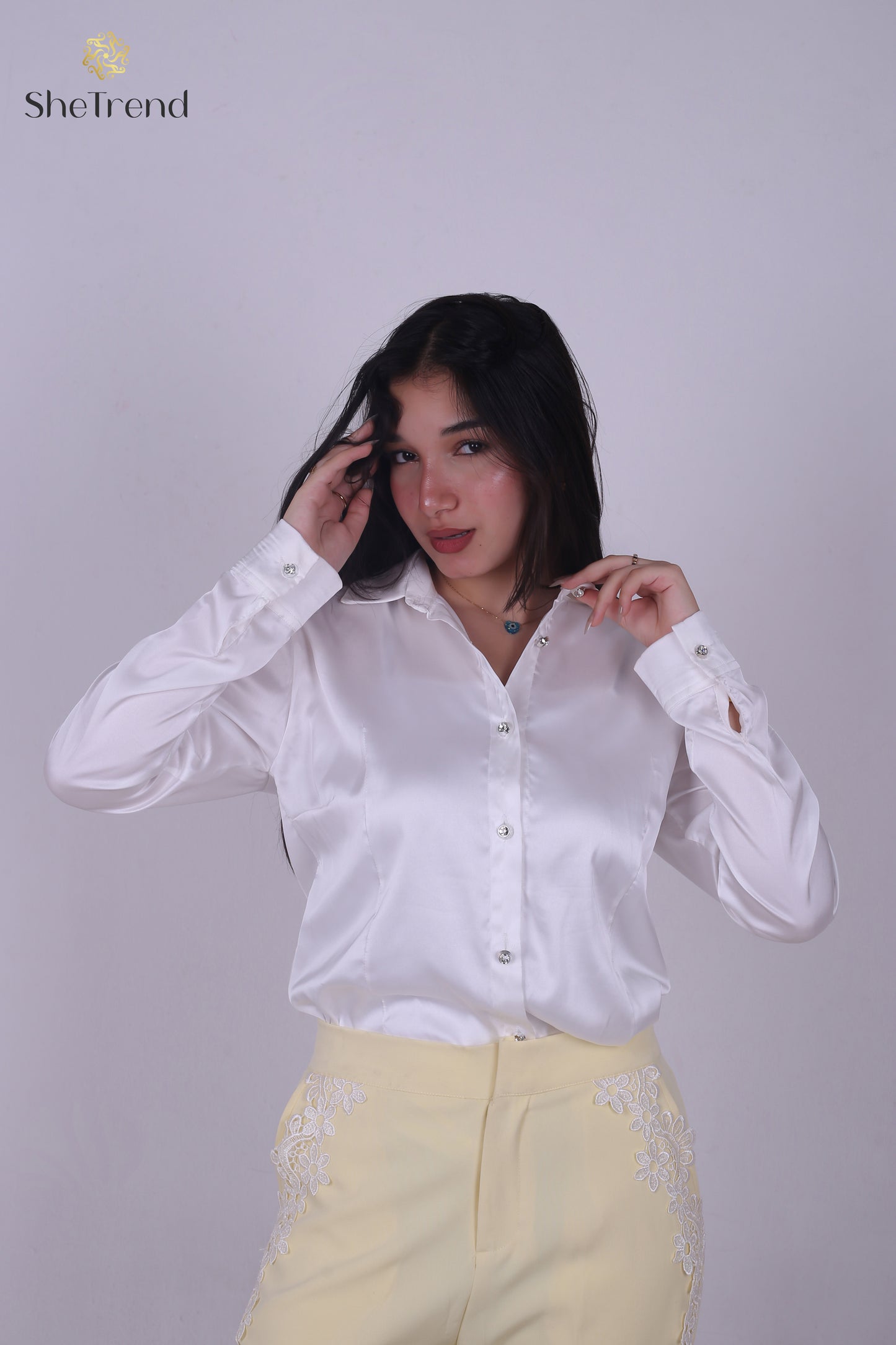 Imported White Satin Silk Chemise