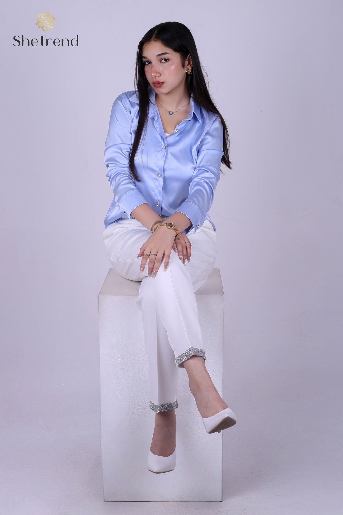 Imported Satin Silk chemise - baby blue