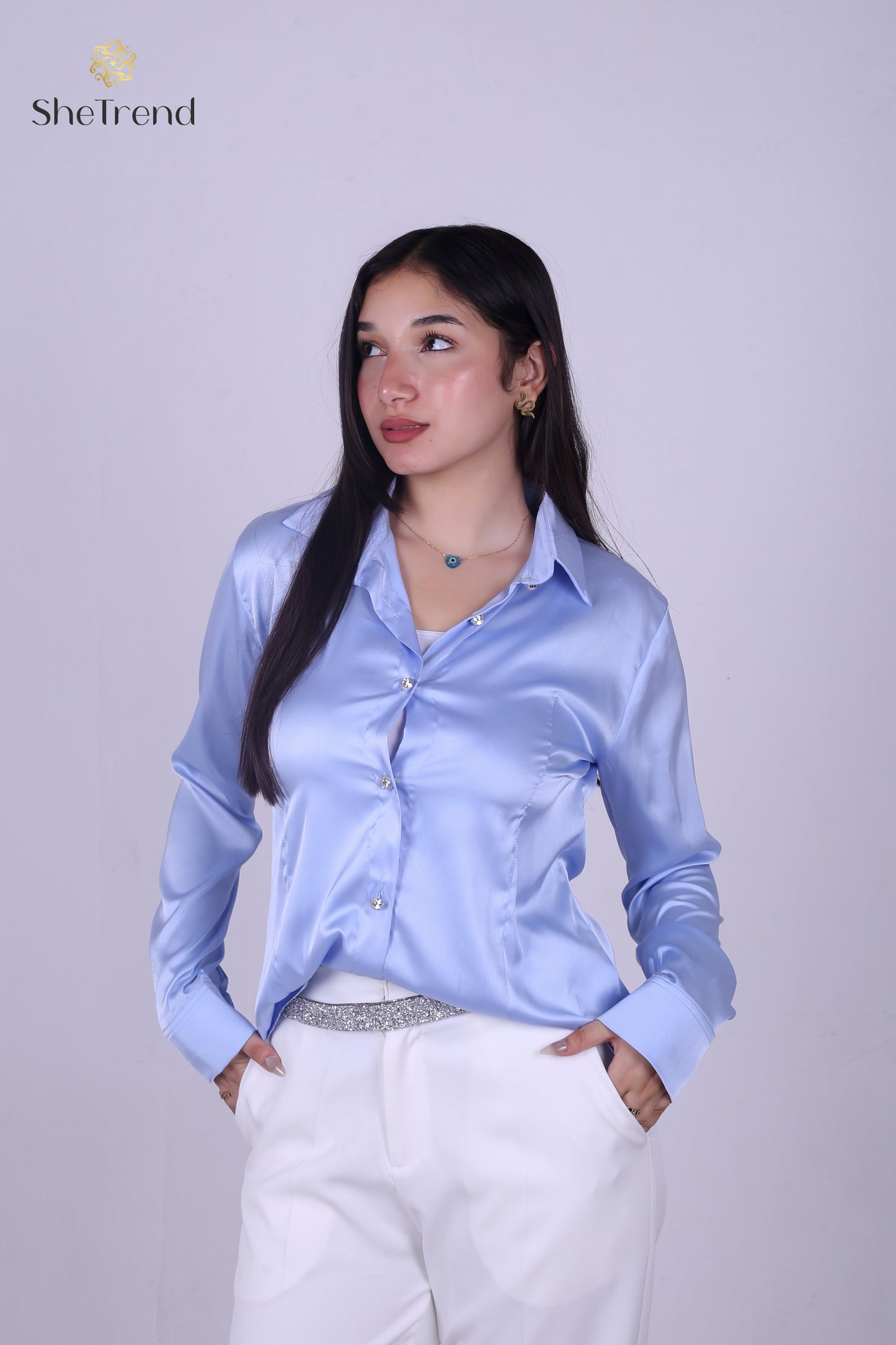 Imported Satin Silk chemise - baby blue