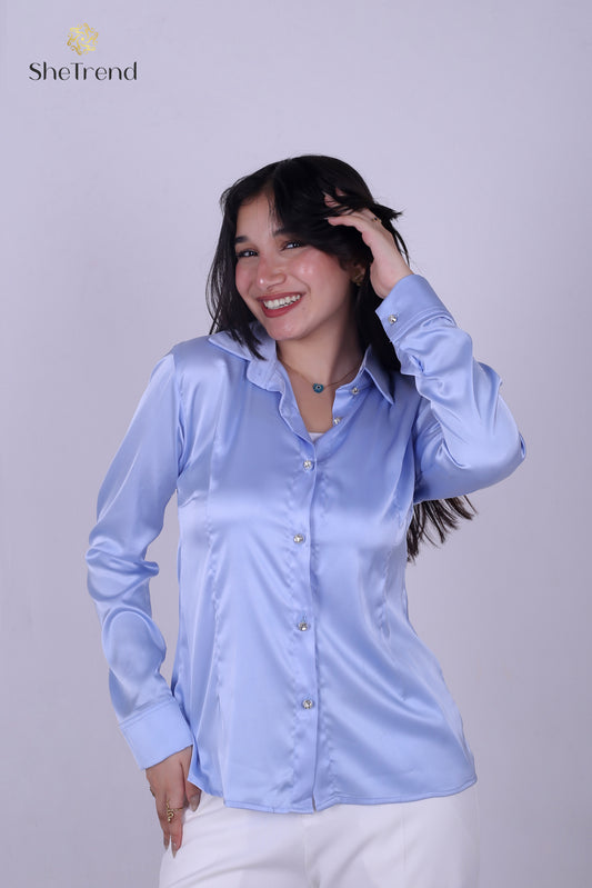 Imported Satin Silk chemise - baby blue